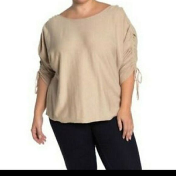 *Today only* Max Studio 3/4 sleeve Ruched Sweater sz 3x 20-22 NWT - Picture 1 of 9